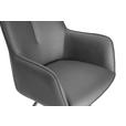 ARMLEHNSTUHL  Sitzfläche 360° drehbar, inklusive Armlehnen, automatische Rückholfunktion  Echtleder  - Schwarz, Design, Leder/Metall (59/87/62cm) - Novel