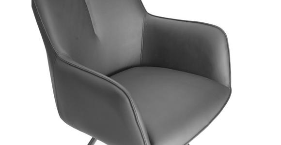ARMLEHNSTUHL  Sitzfläche 360° drehbar, inklusive Armlehnen, automatische Rückholfunktion  Echtleder  - Schwarz, Design, Leder/Metall (59/87/62cm) - Novel