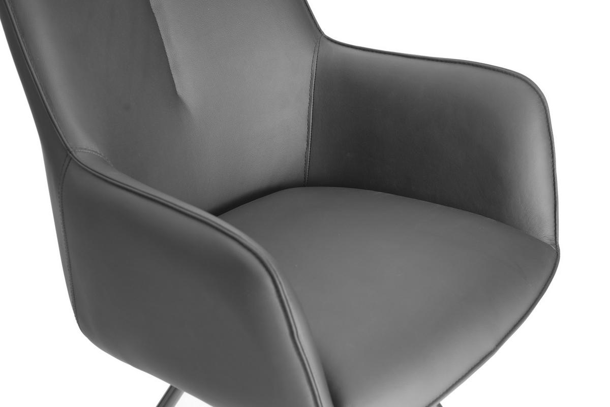 ARMLEHNSTUHL  Sitzfläche 360° drehbar, inklusive Armlehnen, automatische Rückholfunktion  Echtleder  - Schwarz, Design, Leder/Metall (59/87/62cm) - Novel