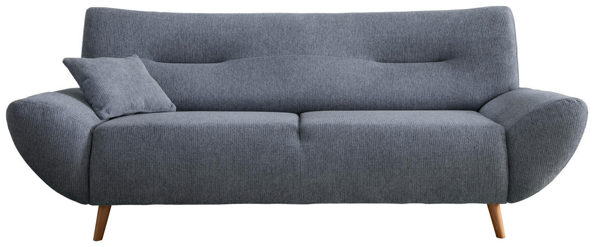 3-SITZER-SOFA in Chenille Hellblau  - Wildeiche/Hellblau, Modern, Holz/Textil (205/81/90cm) - MID.YOU