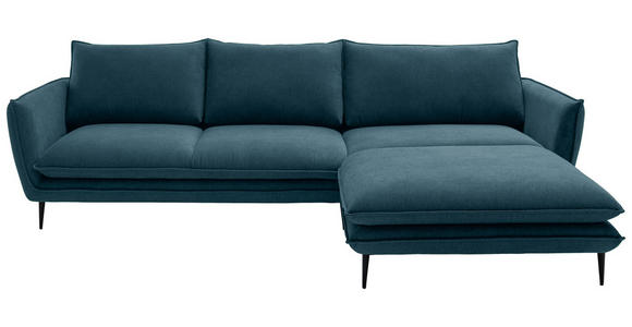 ECKSOFA  in Webstoff Petrol  304/196 cm  - Petrol/Schwarz, KONVENTIONELL, Textil/Metall (304/196cm) - Hom`in