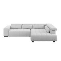 ECKSOFA MATERA Hellgrau Chenille, Struktur Nierenkissen, Kopfteilverstellung, Sitzvorzug  - Hellgrau/Schwarz, Trend, Holz/Textil (311/226cm) - MID.YOU