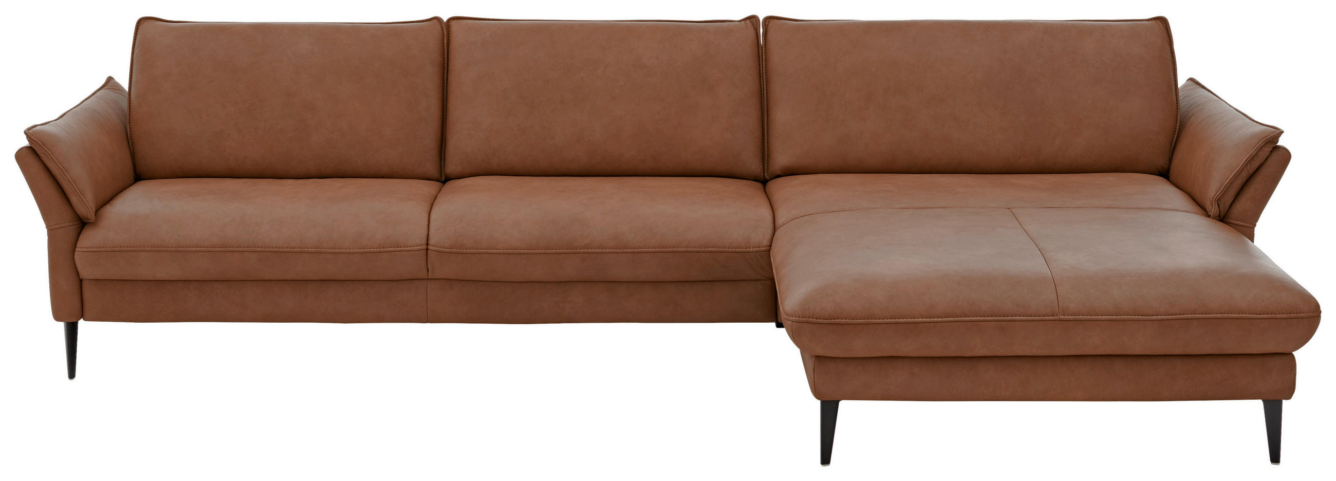 ECKSOFA Braun Echtleder  - Schwarz/Braun, Design, Leder/Metall (334/172cm) - Hukla