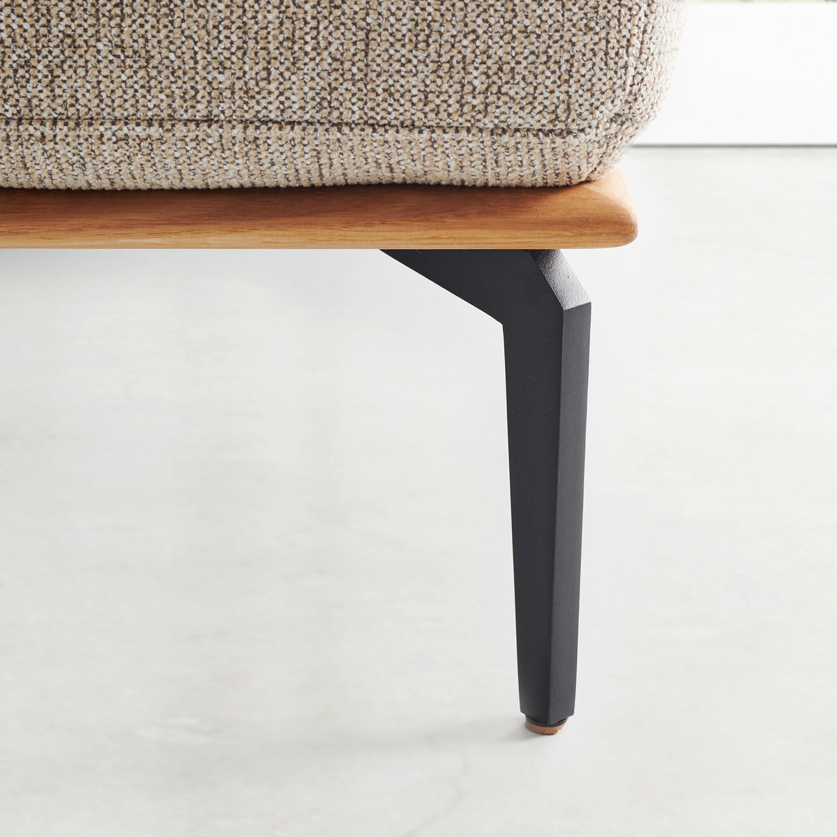 ECKSOFA in Flachgewebe Hellbraun  - Hellbraun/Schwarz, Natur, Holz/Textil (314/176cm) - Valnatura