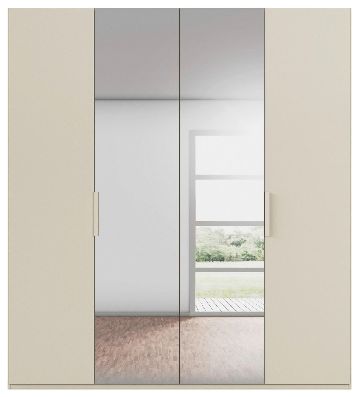 DREHTÜRENSCHRANK 201/235/61 cm,  in Champagner, 4-türig  - Champagner, Basics, Glas/Holzwerkstoff (201/235/61cm) - Novel