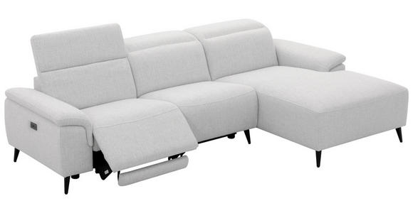 ECKSOFA  in Leinenoptik Hellgrau, Grauweiß  270/171 cm  - Schwarzchrom/Hellgrau, Design, Holz/Kunststoff (270/171cm) - Xora