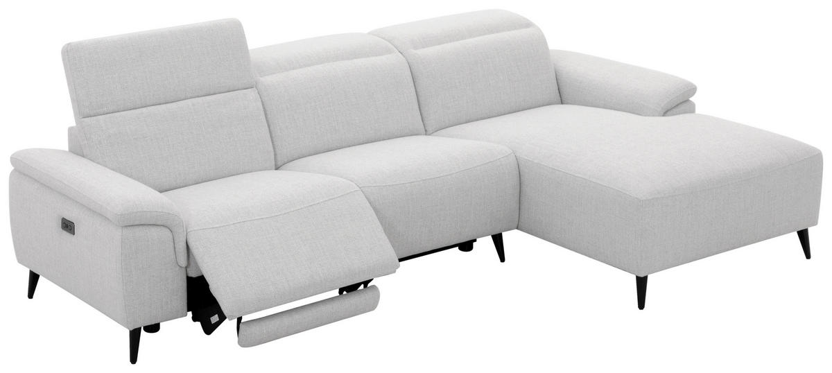 ECKSOFA inkl. Funktionen Hellgrau Leinenoptik  - Schwarzchrom/Hellgrau, Design, Holz/Kunststoff (270/75/171cm) - Xora