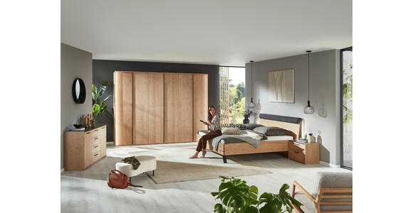 BETT 180/200 cm,  in Anthrazit, Eichefarben,  - Eichefarben/Anthrazit, KONVENTIONELL, Holz/Metall (180/200cm) - Dieter Knoll