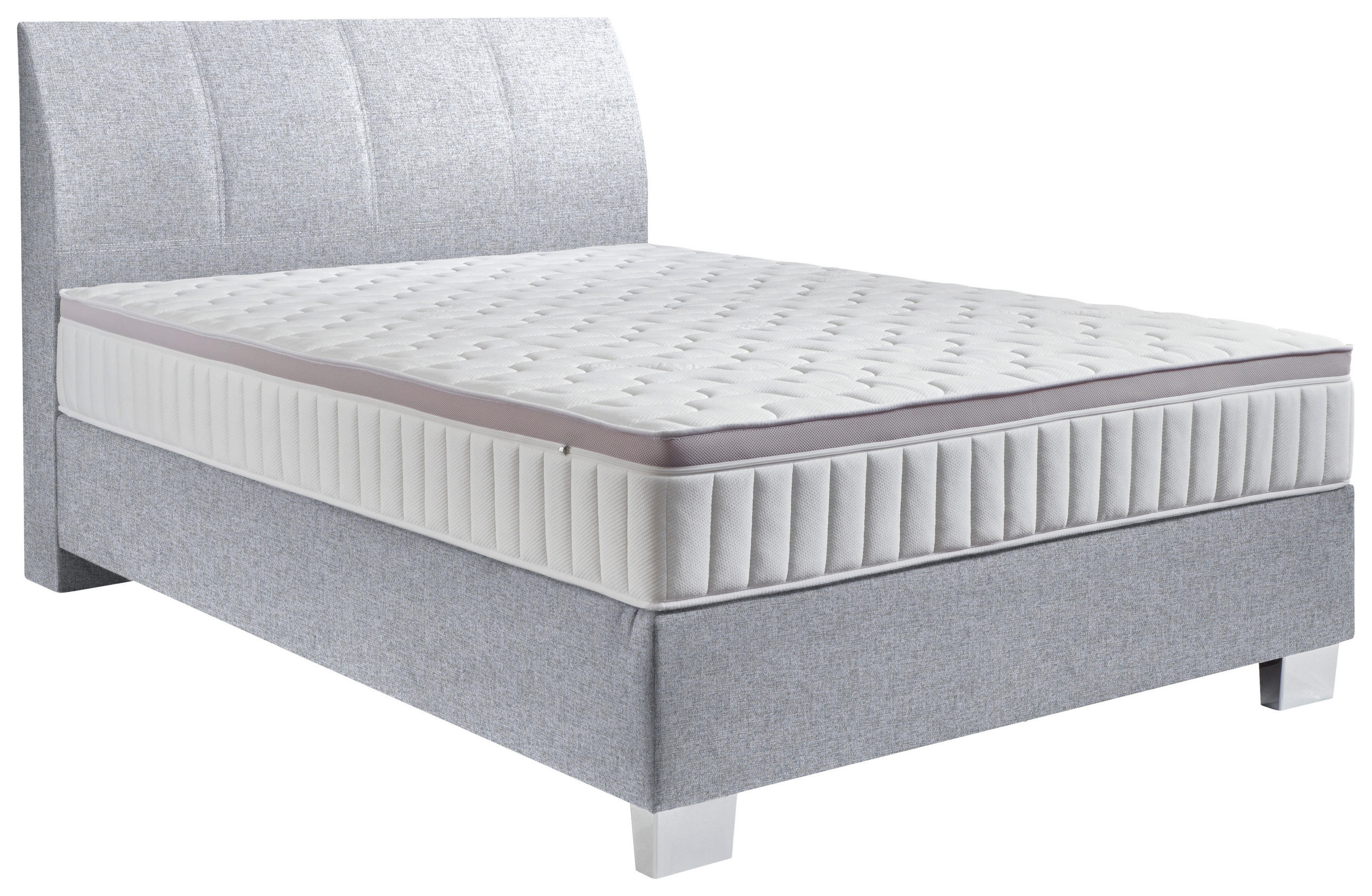 BOXSPRINGBETT 140/200 cm  in Hellgrau  - Chromfarben/Hellgrau, Konventionell, Kunststoff/Textil (140/200cm) - Hom`in