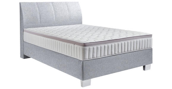 BOXSPRINGBETT 140/200 cm  in Hellgrau  - Chromfarben/Hellgrau, KONVENTIONELL, Kunststoff/Textil (140/200cm) - Hom`in