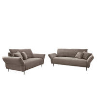 SITZGARNITUR Cord Graubraun  - Graubraun/Schwarz, Design, Textil/Metall - Livetastic