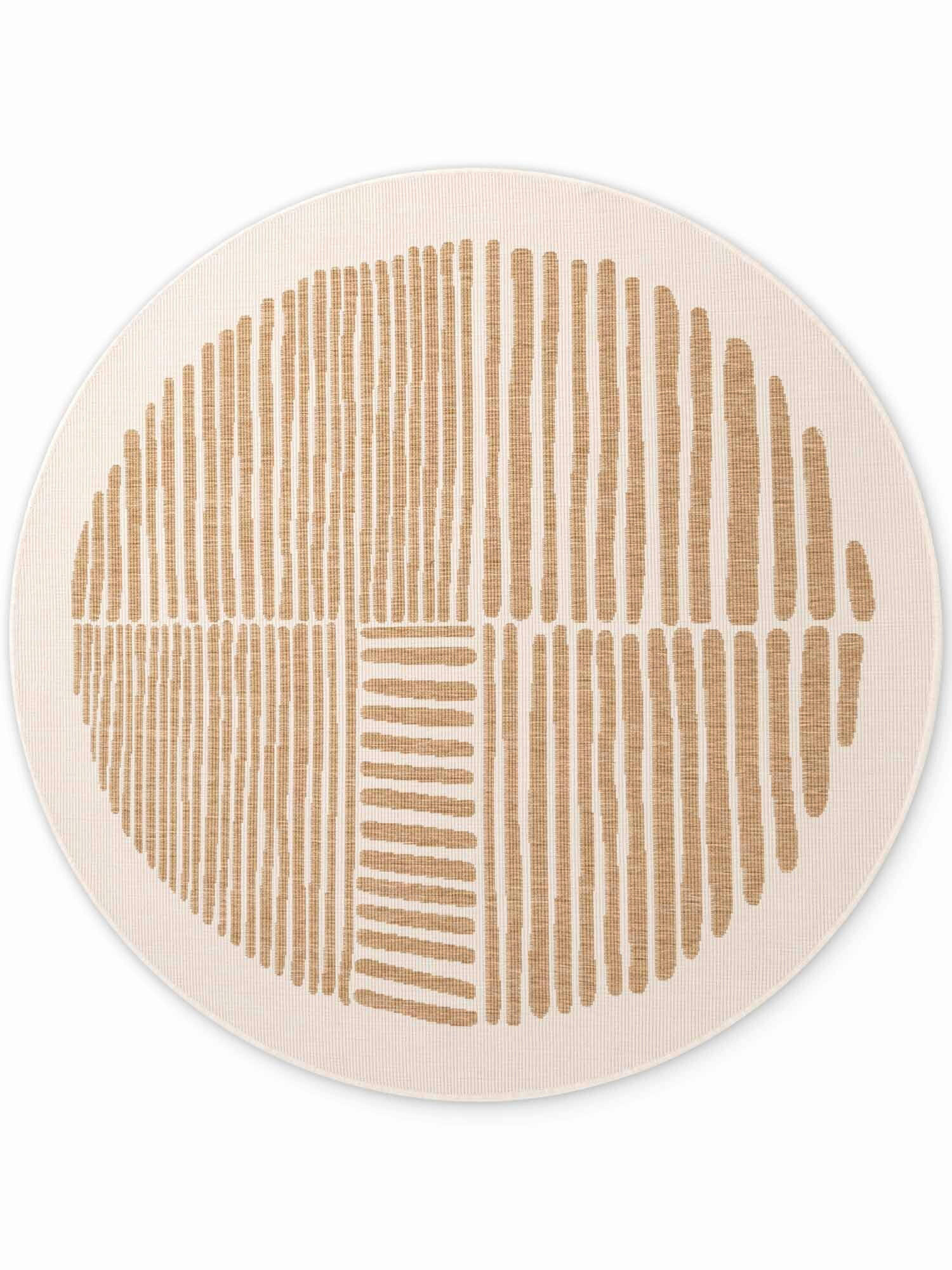 FLACHWEBETEPPICH 160 cm Haringey Weiß, Sandfarben rund  - Sandfarben/Weiß, Basics, Kunststoff (160cm)