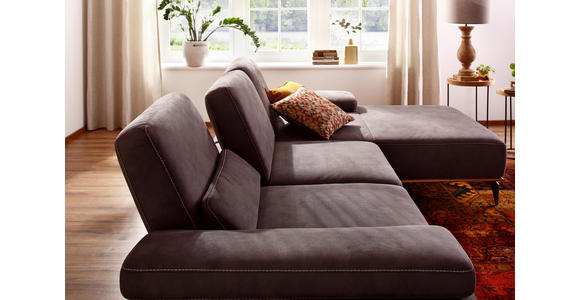 WOHNLANDSCHAFT in Textil Dunkelgrau - Dunkelgrau/Beige, Design, Textil/Metall (298/178cm) - Valnatura