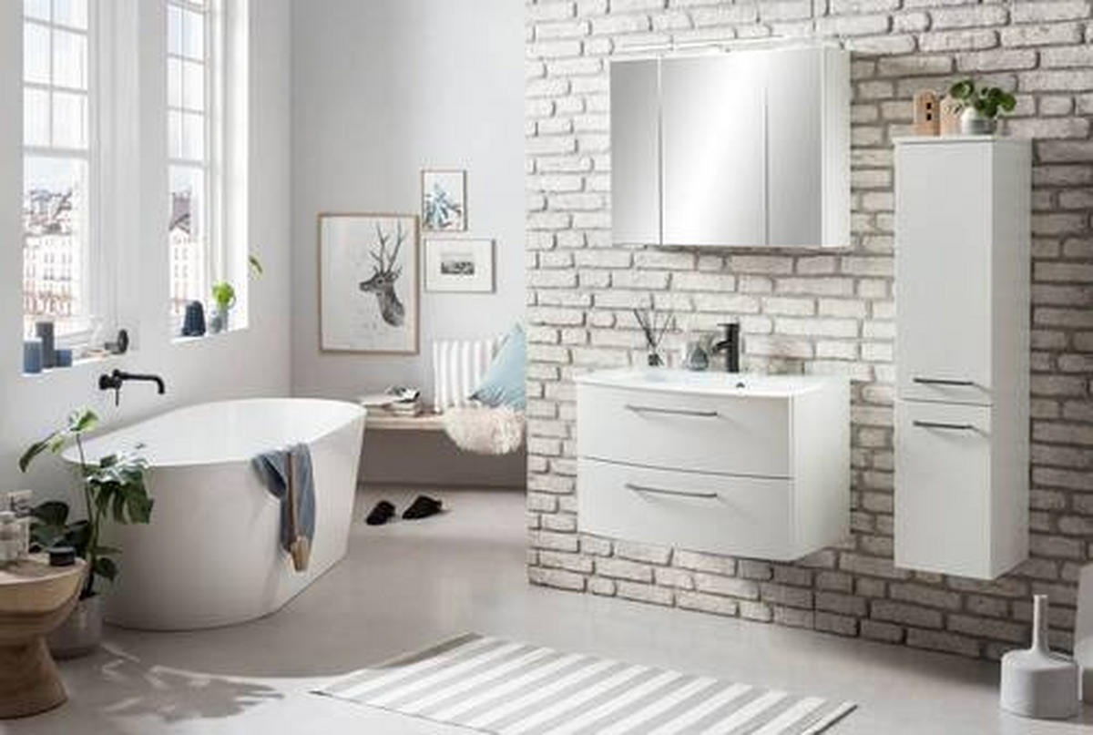 SPIEGELSCHRANK 80/64/20 cm  - Weiss/Alufarben, Konventionell, Glas/Holzwerkstoff (80/64/20cm) - Held