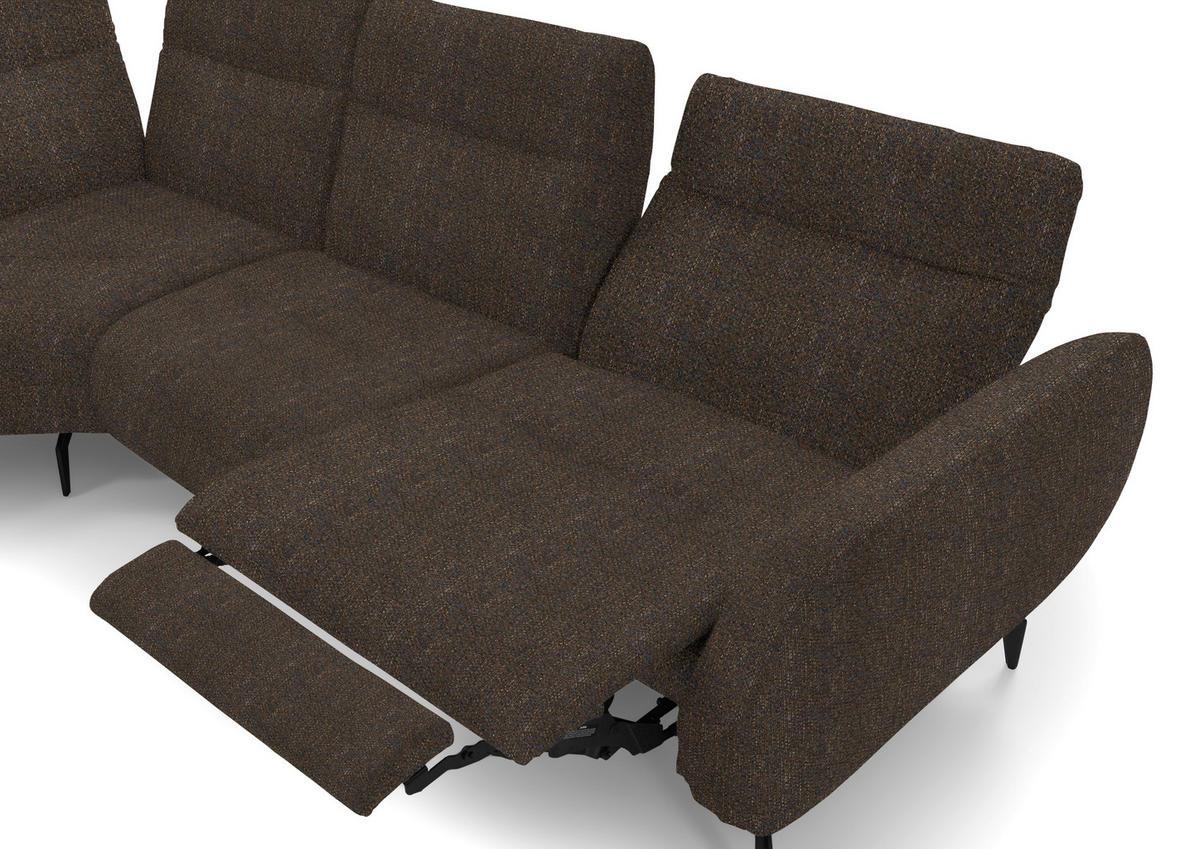 ECKSOFA in Webstoff Dunkelbraun  - Dunkelbraun/Schwarz, Design, Textil/Metall (223/290cm) - Moderano
