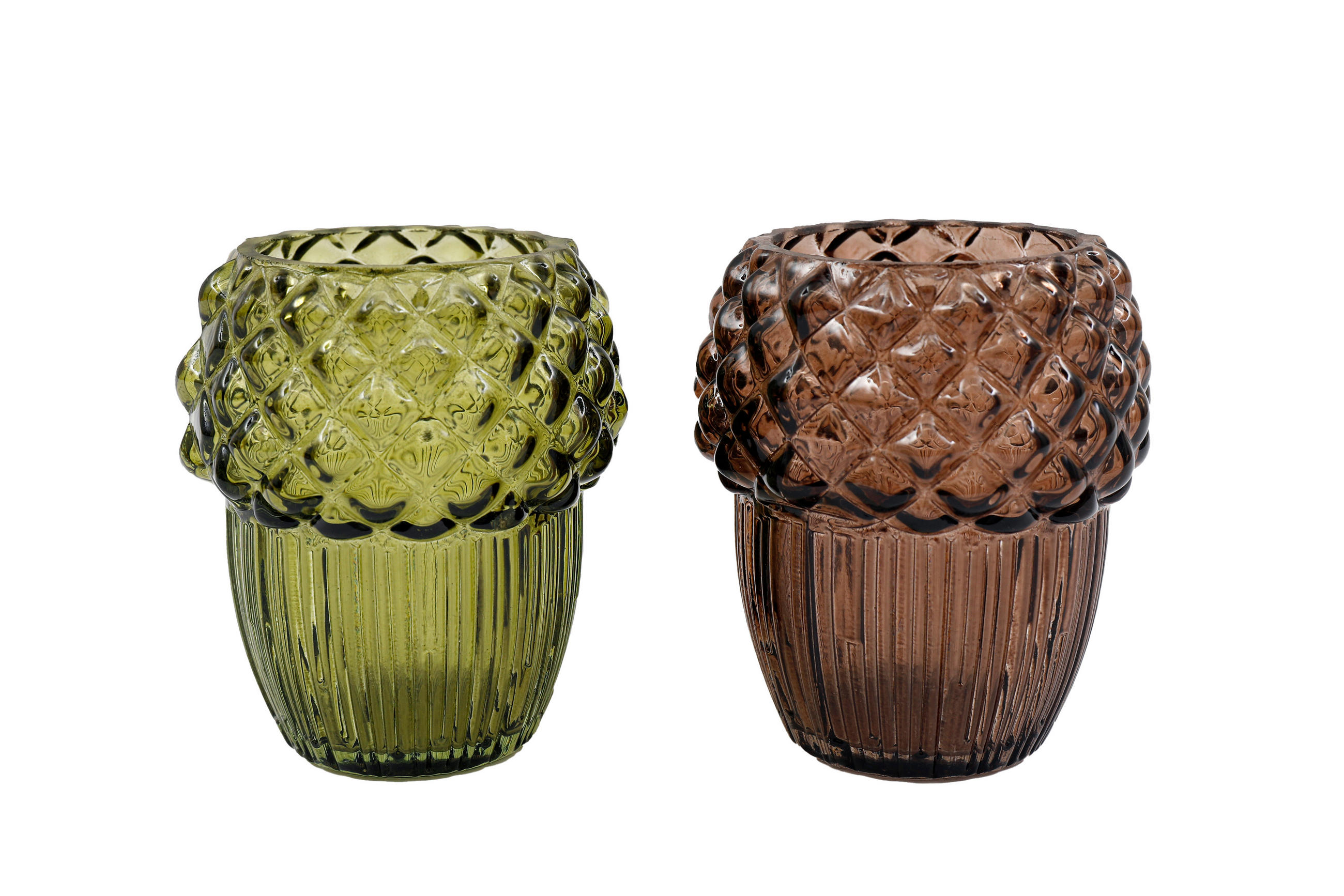 SUPORT PENTRU LUMÂNARE PASTIL - maro/măsliniu, Basics, sticlă (8,0/9,0/8,0cm)