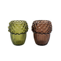 SUPORT PENTRU LUMÂNARE PASTIL - maro/măsliniu, Basics, sticlă (8,0/9,0/8,0cm)