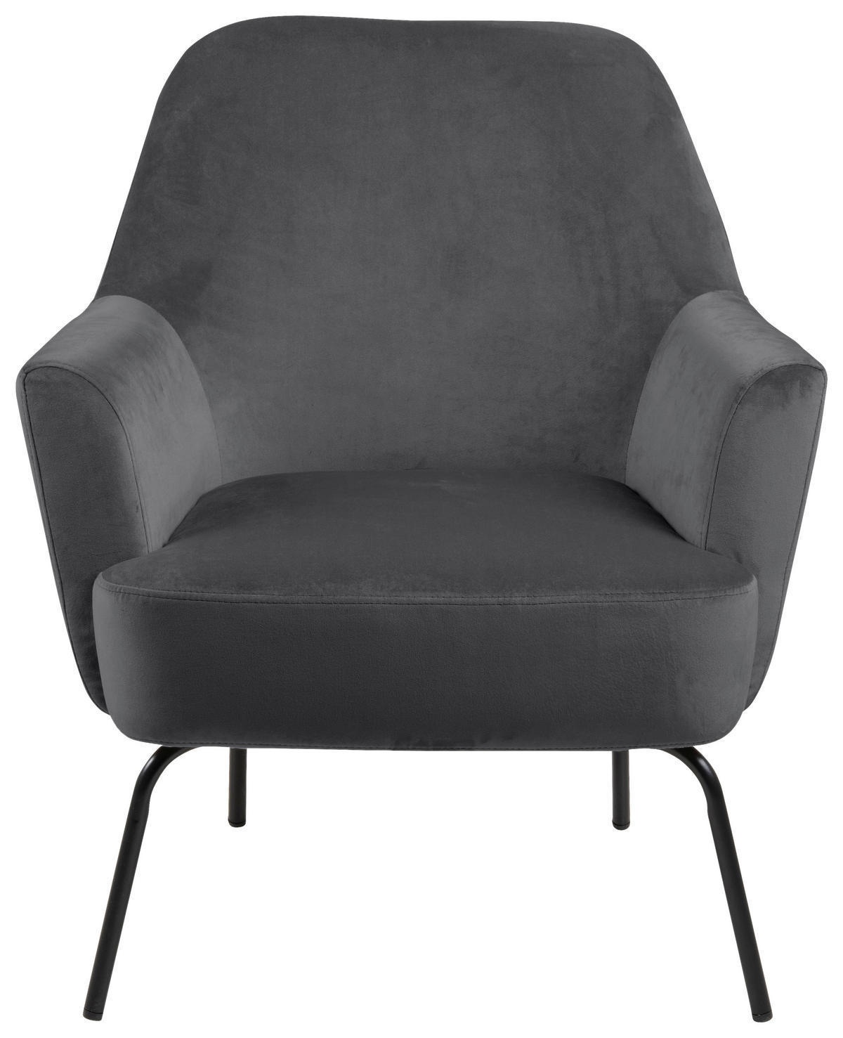 FÅTÖLJ i textil mörkgrå  - mörkgrå/svart, Klassisk, metall/textil (75/83/75cm) - Livetastic