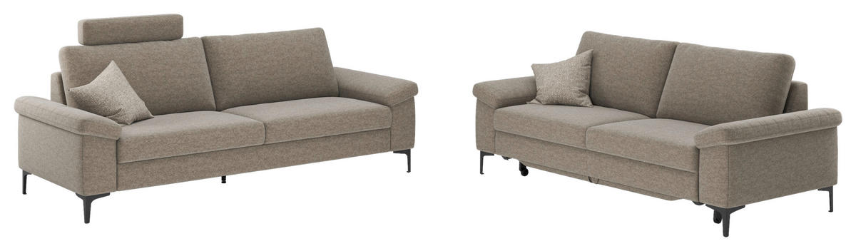 3-SITZER-SOFA Flachgewebe Taupe  - Taupe/Schwarz, Design, Holzwerkstoff/Textil (226/89/97cm) - Pure Home Lifestyle