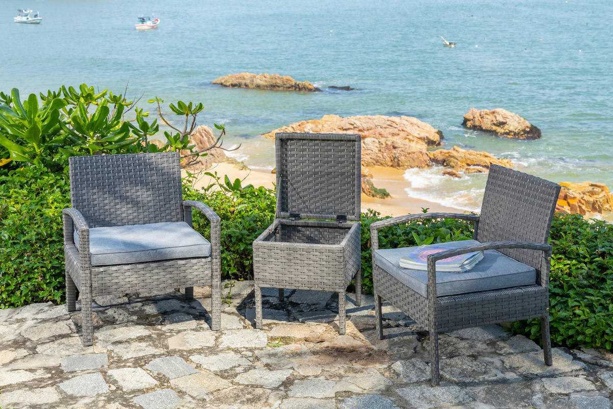 BALKONSET  - Dunkelgrau/Grau, MODERN, Kunststoff/Textil - Ambia Garden