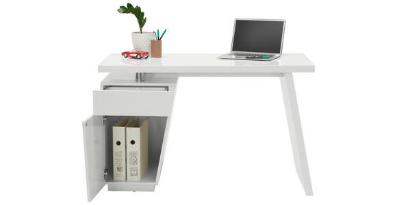 SCHREIBTISCH 120/55/76 cm  in Weiß, Chromfarben  - Chromfarben/Weiß, Design, Holzwerkstoff/Metall (120/55/76cm) - Hom`in
