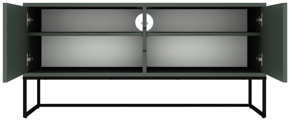 NÍZKÁ KOMODA, tmavě zelená, 118/57/43 cm - černá/tmavě zelená, Design, kov/kompozitní dřevo (118/57/43cm)