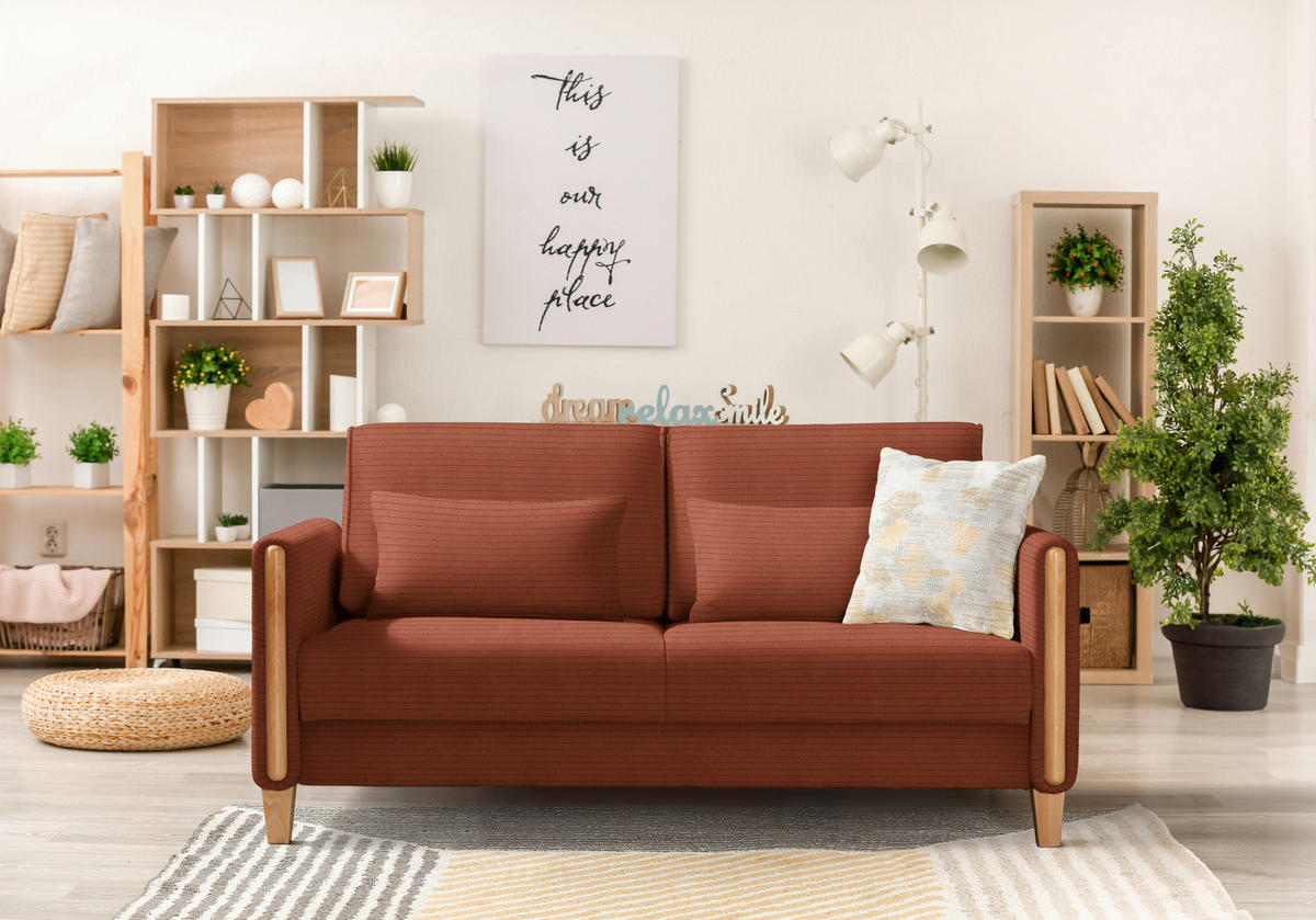 SCHLAFSOFA in Holz, Textil Rostfarben, Buchefarben  - Rostfarben/Buchefarben, Design, Holz/Textil (174/88/104cm) - Niels Andersson