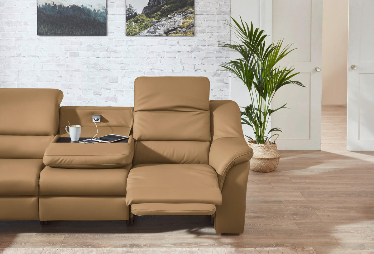 ECKSOFA  in Echtleder Honig  260/324 cm  - Schwarz/Honig, KONVENTIONELL, Leder/Kunststoff (260/324cm) - Cantus