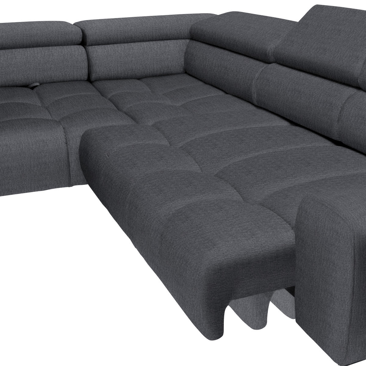 ECKSOFA Grau Samt, Webstoff  - Schwarz/Grau, Design, Textil/Metall (216/300cm) - Welnova