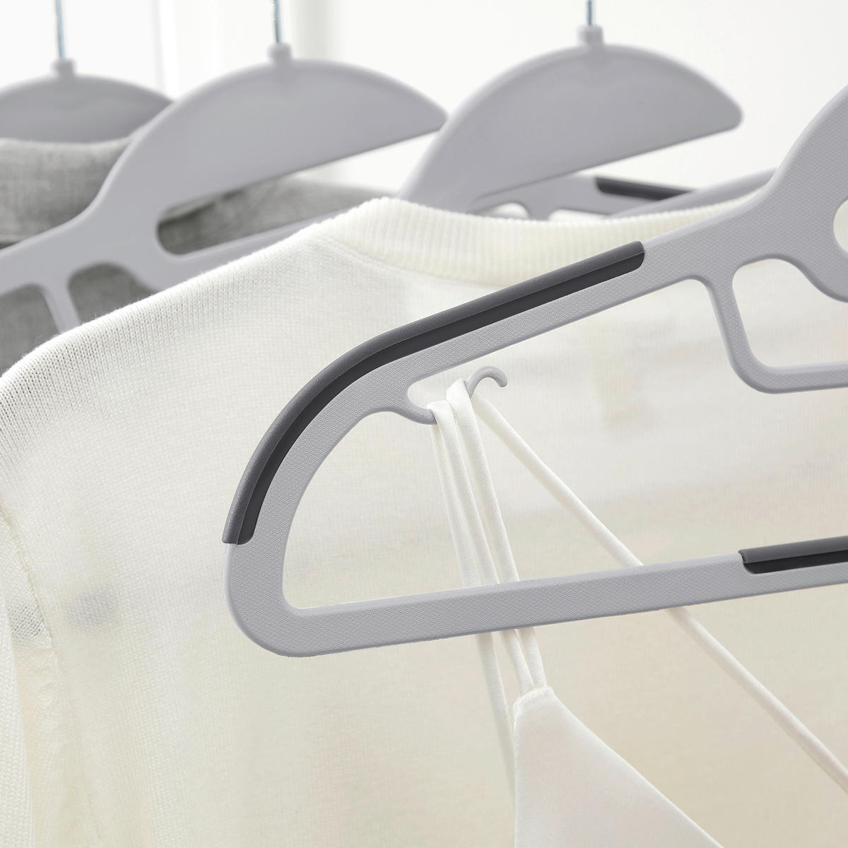 KLEIDERBÜGELSET 41,5 cm Metall, Kunststoff  - Grau, Basics, Kunststoff/Metall (41,5cm)