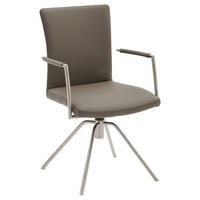 ARMLEHNSTUHL  Lederauswahl, Stoffauswahl, automatische Rückholfunktion  Echtleder  - Grau, Design, Leder/Metall (55/91/58cm) - Musterring