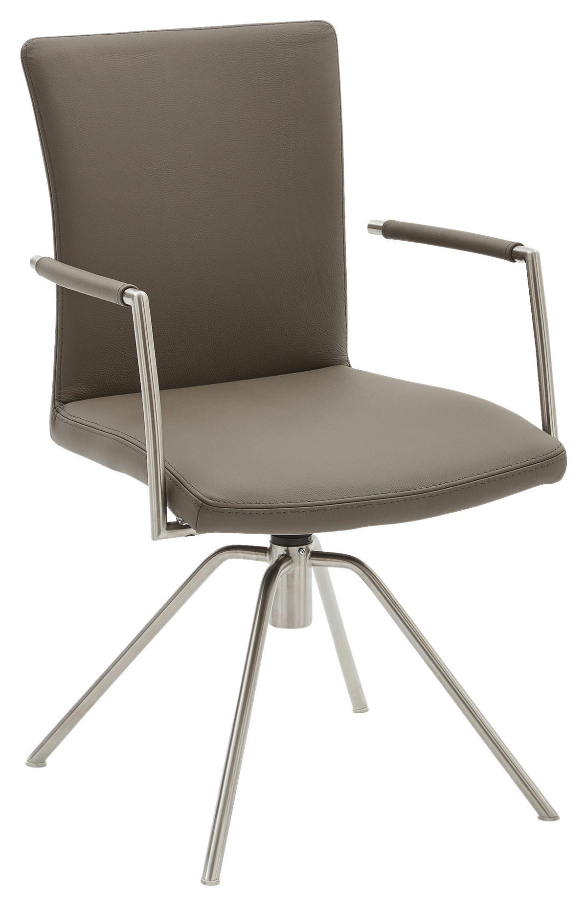 ARMLEHNSTUHL  Lederauswahl, Stoffauswahl, automatische Rückholfunktion  Echtleder  - Grau, Design, Leder/Metall (55/91/58cm) - Musterring