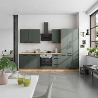 KÜCHENBLOCK Easytouch 300 cm  in Eichefarben, Dunkelgrün  - Dunkelgrün/Eichefarben, MODERN, Holzwerkstoff/Metall (300cm) - Nobilia