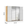 SCHWEBETÜRENSCHRANK 271/223/68 cm 4-türig Weiß, Eiche Artisan  - Chromfarben/Weiß, Design, Glas/Holzwerkstoff (271/223/68cm) - Novel
