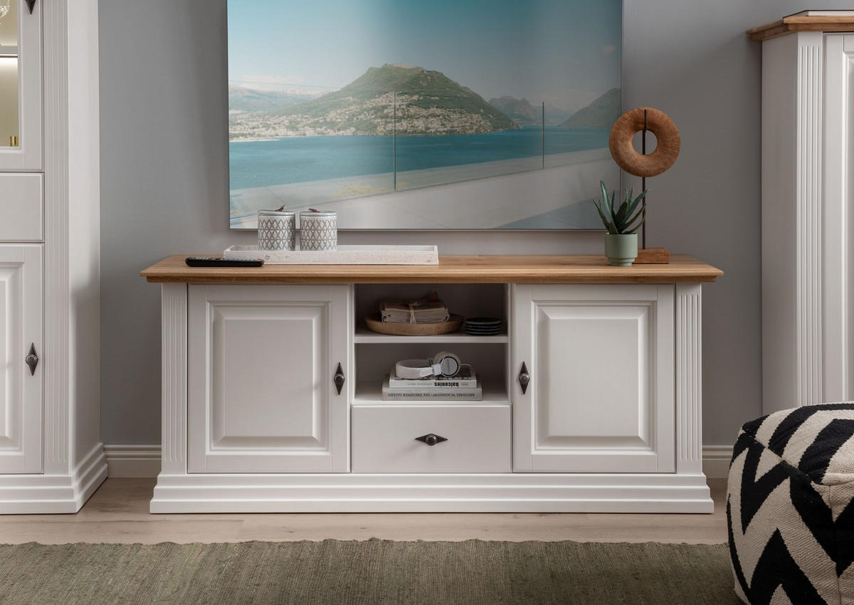 LOWBOARD WZ-0622  in 157/67/45 cm  - Weiß, Design, Holz (157/67/45cm) - Livetastic