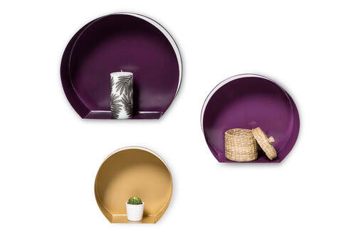 WANDREGALSET Goldfarben, Pflaume  - Pflaume/Goldfarben, LIFESTYLE, Metall (27-39,5/26-37,5/12cm) - Kayoom