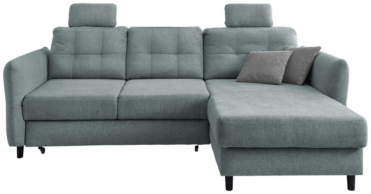 ECKSOFA in Chenille Blau  - Mintgrau/Blau, MODERN, Holz/Textil (250-280/176cm) - Livetastic