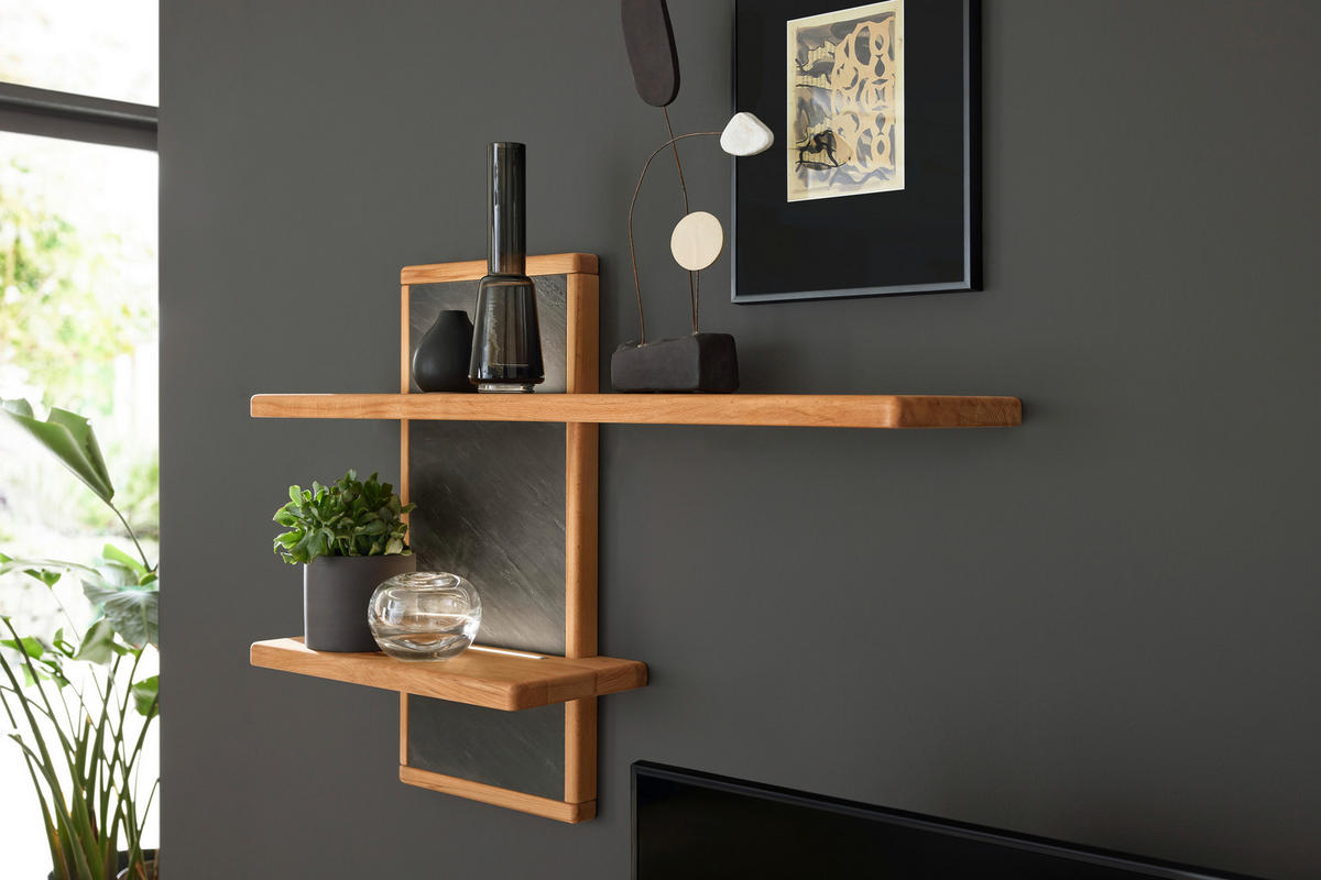 WANDBOARD  100/69,4/22 cm  - Schieferfarben/Buchefarben, Natur, Holz (100/69,4/22cm) - Valdera