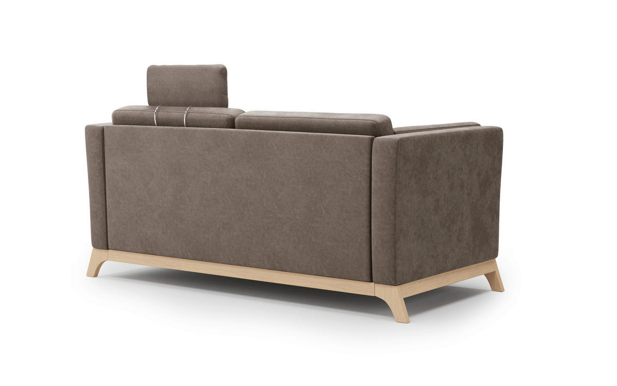 2,5-SITZER Mikrofaser Braun  - Eichefarben/Braun, KONVENTIONELL, Holz/Textil (183/84/93cm) - Sit & More