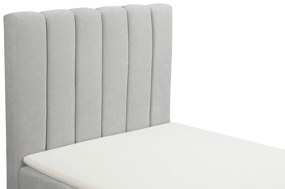 BOXBETT 100/200 cm,  in Hellgrau, Matratze, gepolstertes Kopfteil, Bettkasten, Topper, H3 = fest  - Hellgrau/Schwarz, Basics, Kunststoff/Textil (100/200cm) - Chameo
