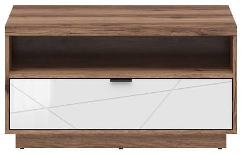 COUCHTISCH 90/60/48,5 cm rechteckig Eichefarben, Weiß Hochglanz - Eichefarben/Weiß Hochglanz, Design, Holzwerkstoff/Kunststoff (90/60/48,5cm)