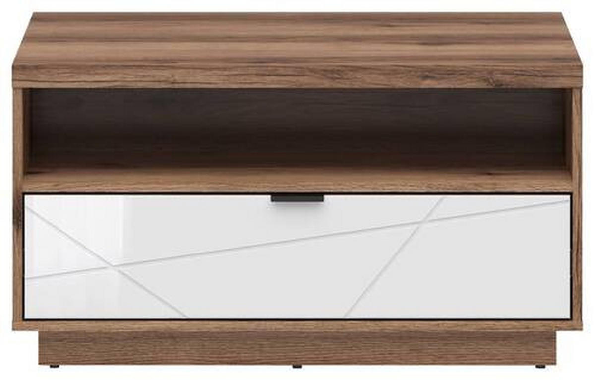 COUCHTISCH in Holzwerkstoff 90/60/48,5 cm  - Eichefarben/Weiß Hochglanz, Design, Holzwerkstoff/Kunststoff (90/60/48,5cm)