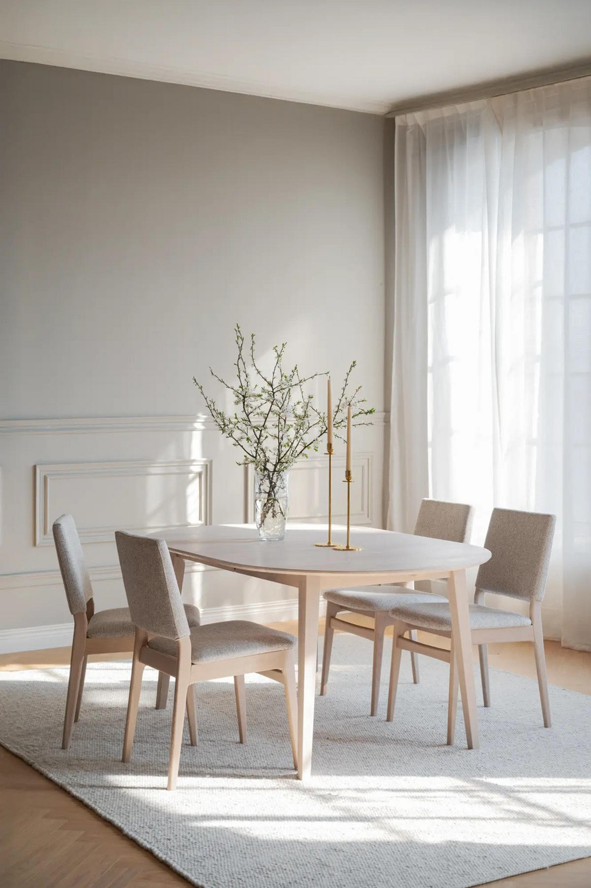 STOL     - beige/ek Bianco, Klassisk, trä/textil (46/86/57cm) - Rowico