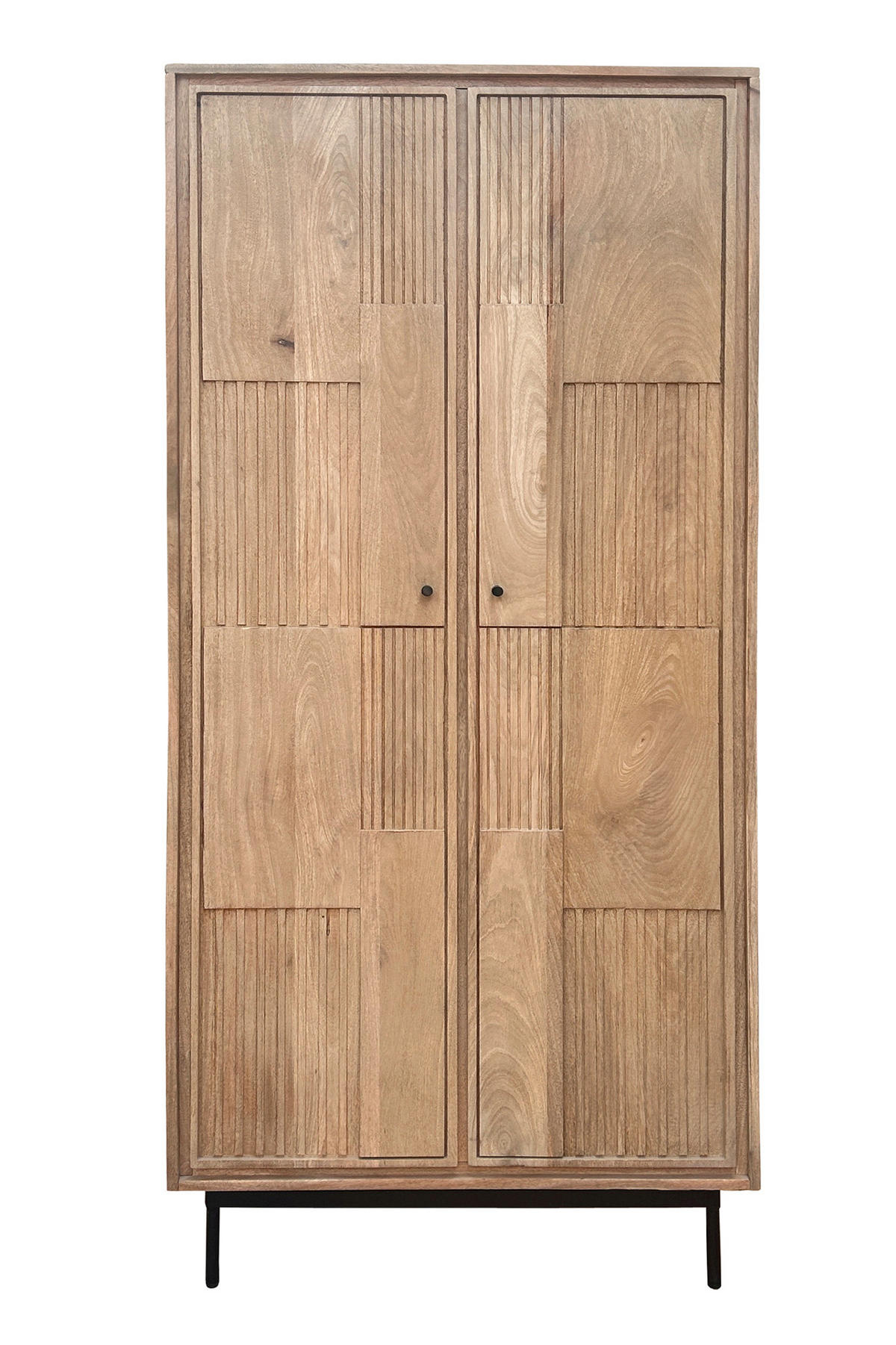 SCHRANK in Naturfarben, Schwarz  - Schwarz/Naturfarben, Design, Holz/Metall (80/180/45cm) - MID.YOU