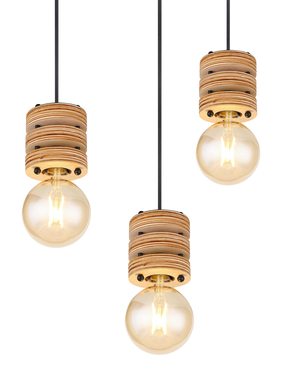 HÄNGELEUCHTE 98/24/120 cm    - Schwarz/Braun, Konventionell, Holzwerkstoff/Metall (98/24/120cm) - Globo