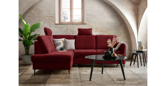 ECKSOFA in Chenille Rot  - Rot/Schwarz, MODERN, Holz/Textil (184/241cm) - Carryhome