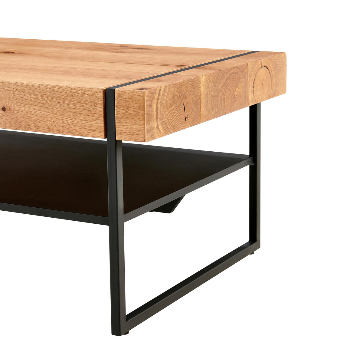 KLUBSKA MIZA, naravne barve, črna  - črna/naravne barve, Design, kovina/les (110/45/59cm) - Livetastic