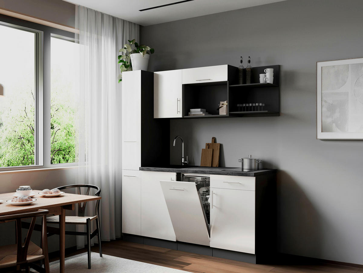 KÜCHENBLOCK Oliver 175 cm  in Weiß  - Weiß/Grau, Trend, Holzwerkstoff/Metall (175cm) - Respekta