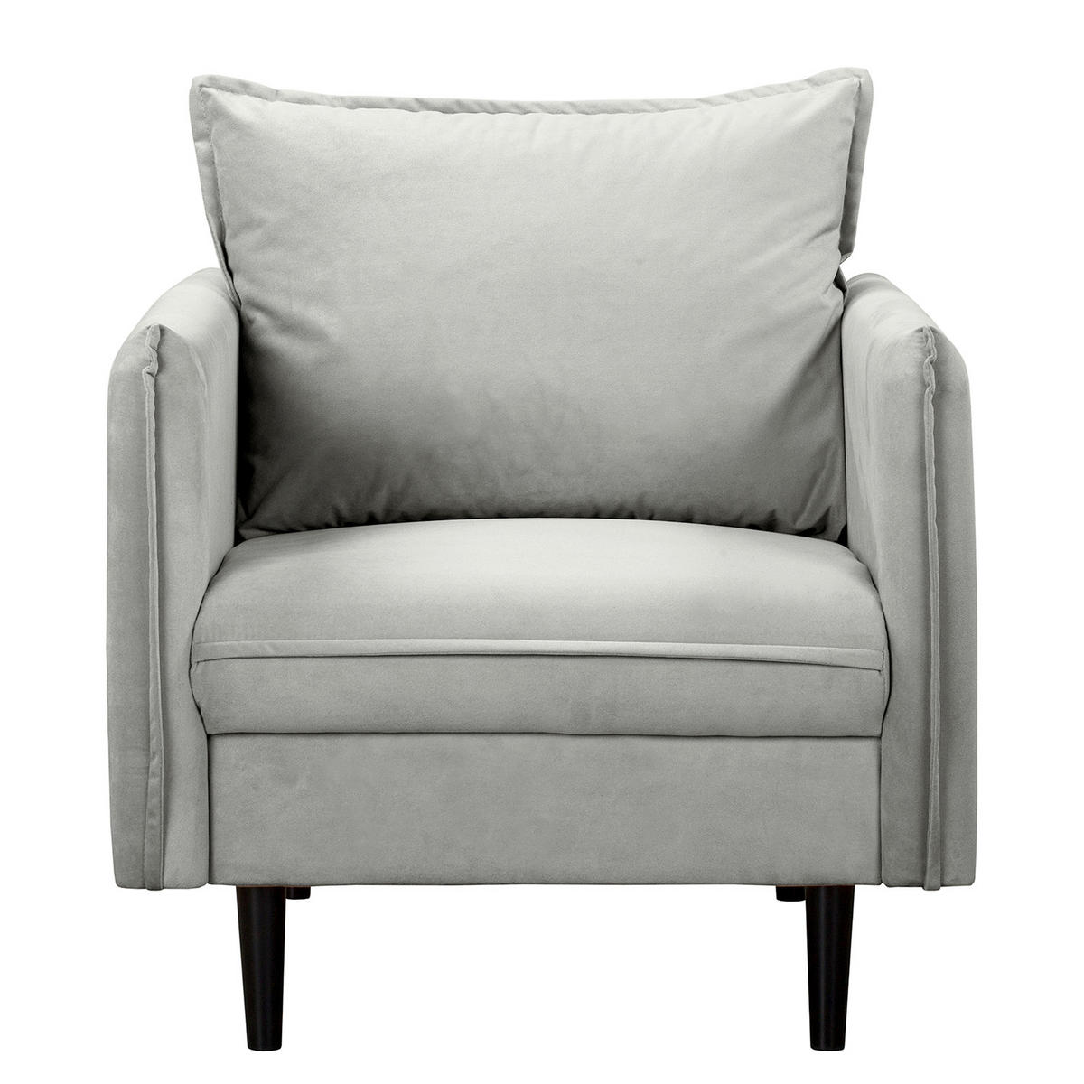 SESSEL in Samt Grau  - Schwarz/Grau, Design, Holz/Textil (74/86/100cm) - P & B