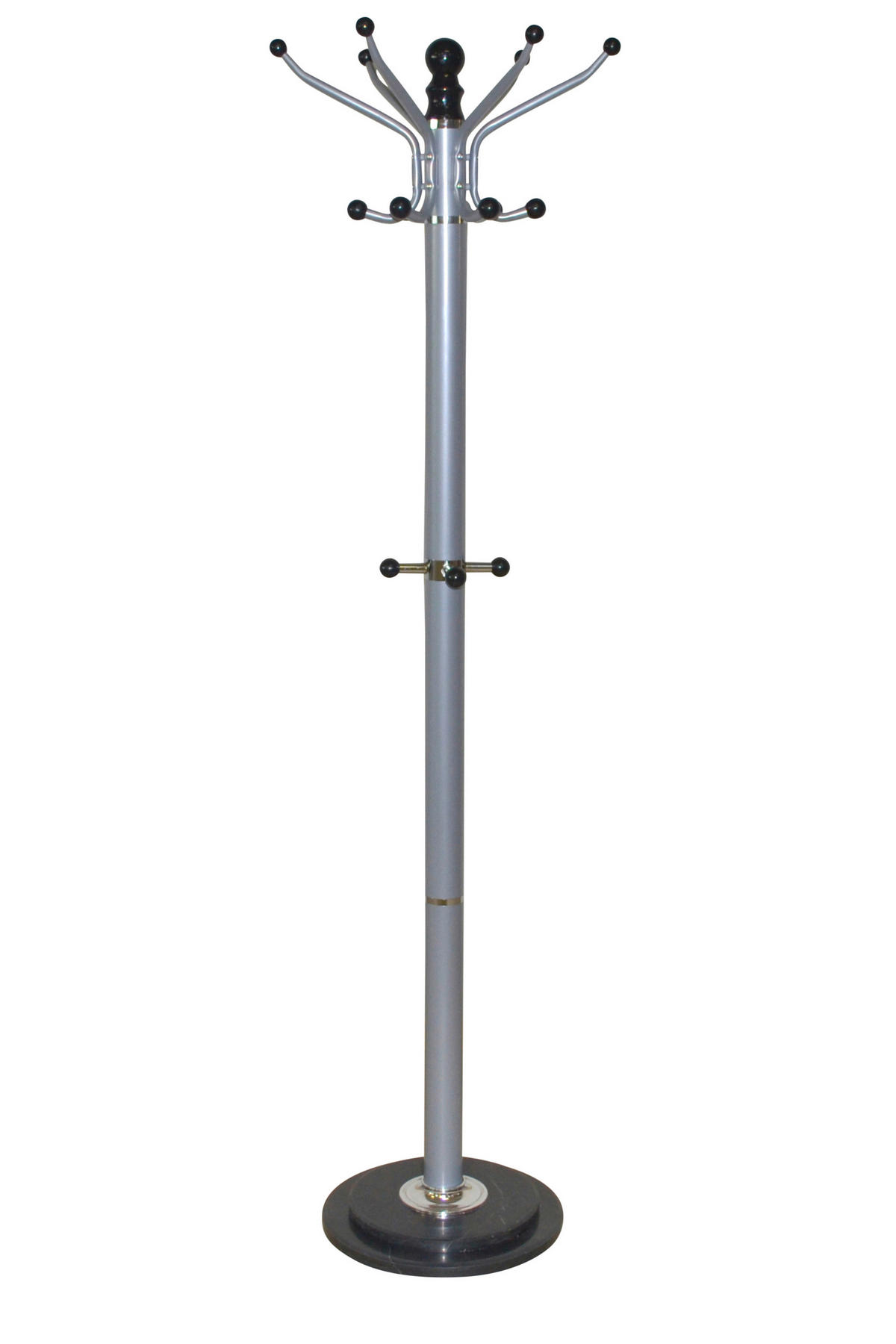 GARDEROBENSTÄNDER in Schwarz, Alufarben 47/47/176 cm   - Schwarz/Alufarben, Design, Stein/Metall (47/47/176cm) - MID.YOU